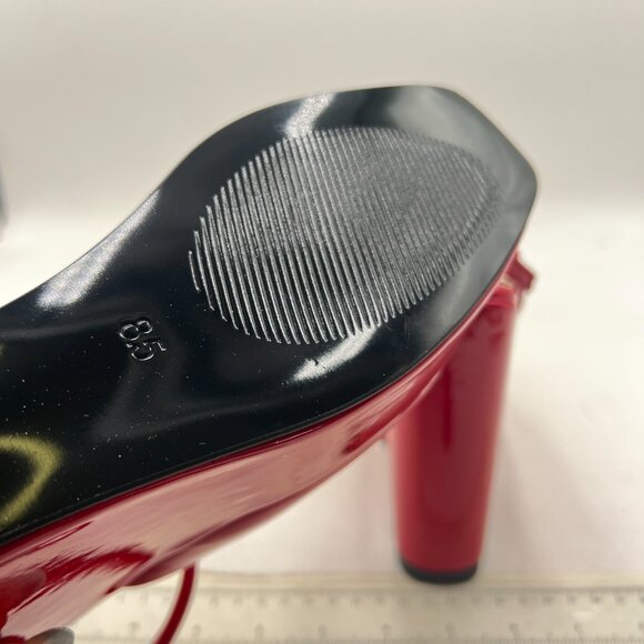 FOWT Red T Strap Wedge Platform High Heel Pumps Ankle Strap Sandals - Picture 6 of 8